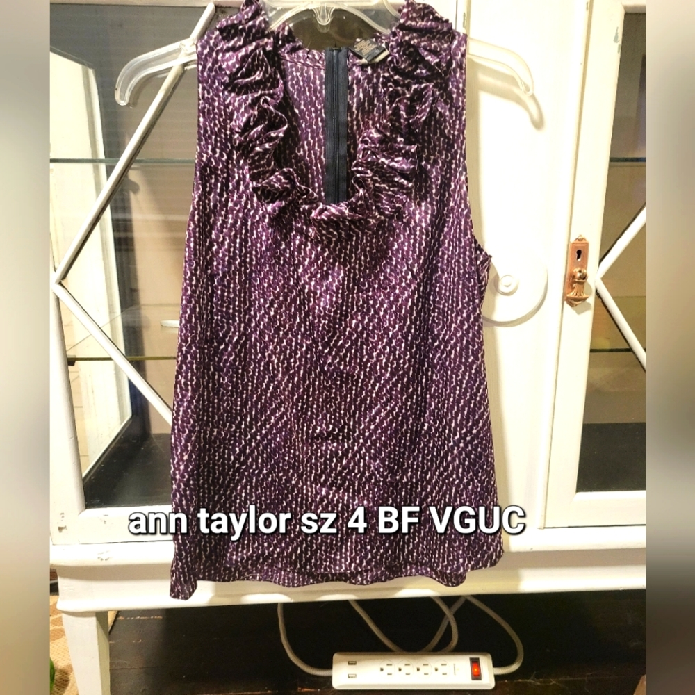 Ann Taylor sleeveless ruffled blouse